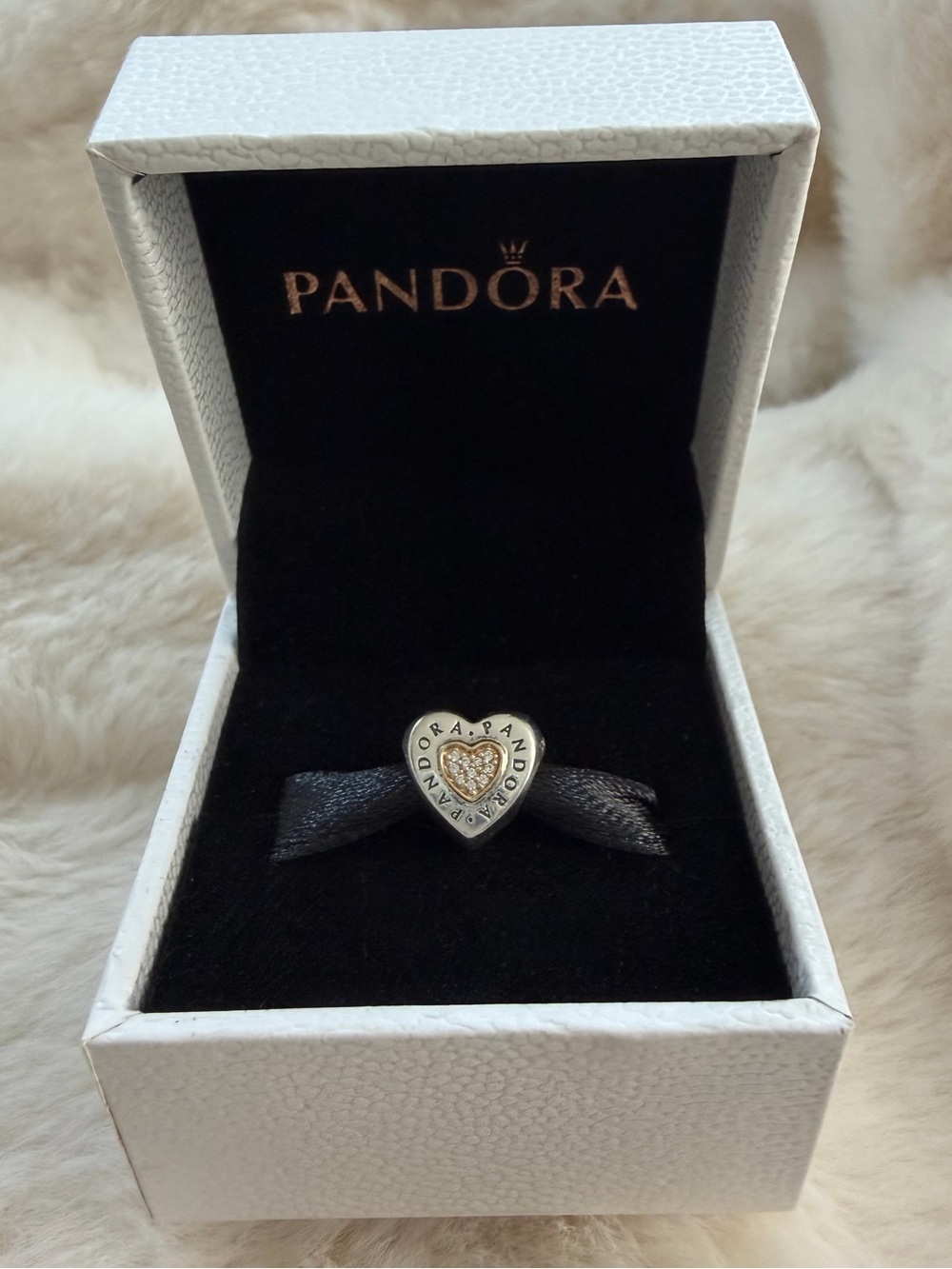 Pandora “Signature Heart Charm” 14k Gold & 925 ALE Sterling Silver